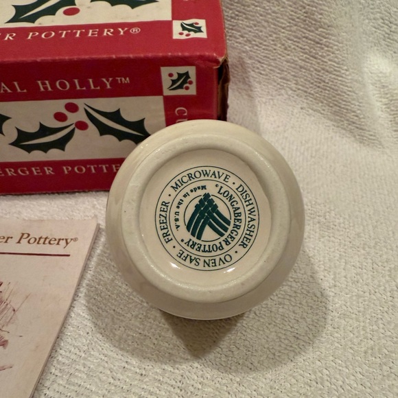 Longaberger Pottery Traditional Holly Votive Cups Candle Holders with Candles - Picture 2 of 4